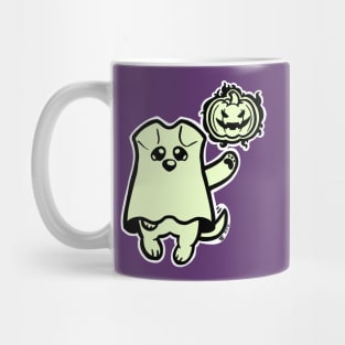 Little Ghost Dog Has a Jack O' Lantern Mug